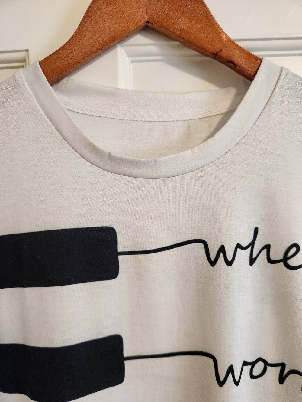 🎼🎹 White/Black "Where Words Fail, Music Speaks" S/S Tee - Picture 5 of 9